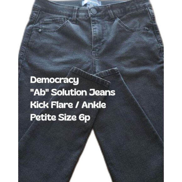 Democracy Denim - Democracy - "Ab" Solution Jeans - Kick Flare / Ankle - Black - Petite Size 6p